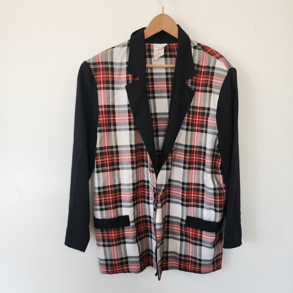 Womens Vintage Holiday Plaid Punk Emo Goth Blazer 18/20 by Bobbie Brooks